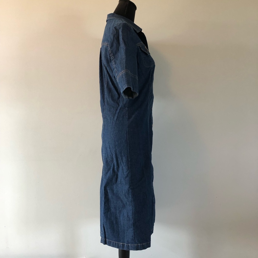 Women's Vintage FDJ French Dressing Blue Denim Button Front Midi Dress size 6 - Picture 4 of 10
